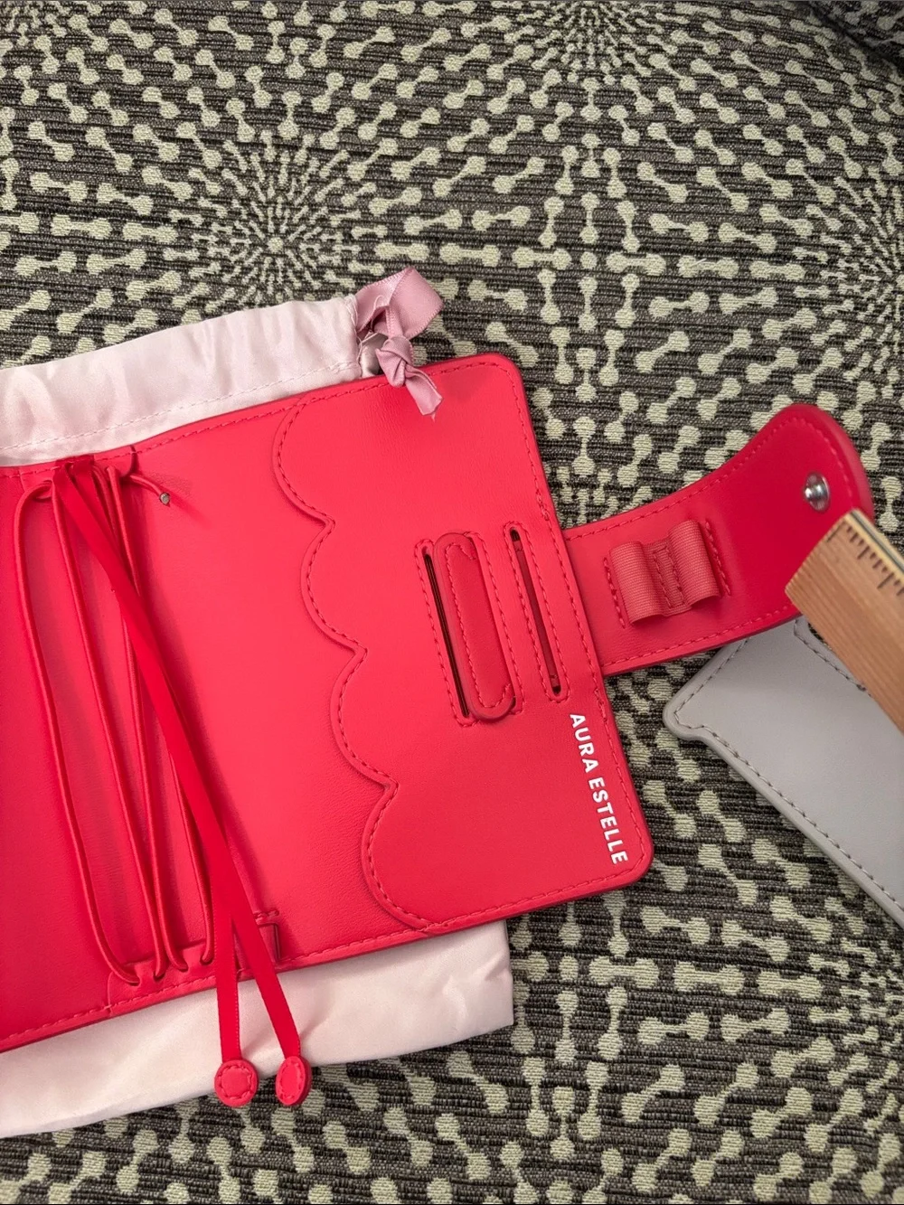Aura Estelle Passport Size Travelers Style Planner Cover Cherry Red & dustbag
